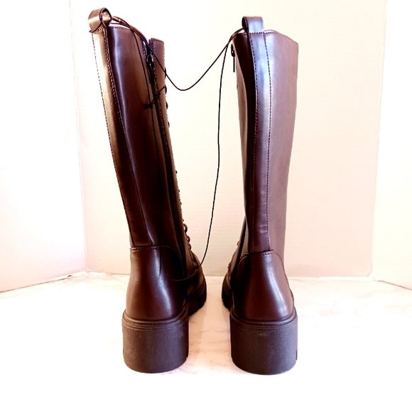 Brown Lug Sole Knee High Boots - Picture 3 of 6